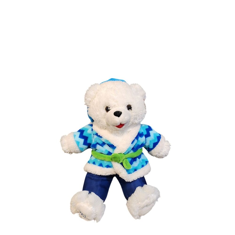 Snowflake Teddy 2015 Plush Bear White & Blue Chevron Outfit 15"